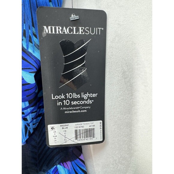 Miraclesuit Tankini Swim Top Sz 8 Royal Palms Mirage Underwire Tummy Control NEW - Picture 5 of 11